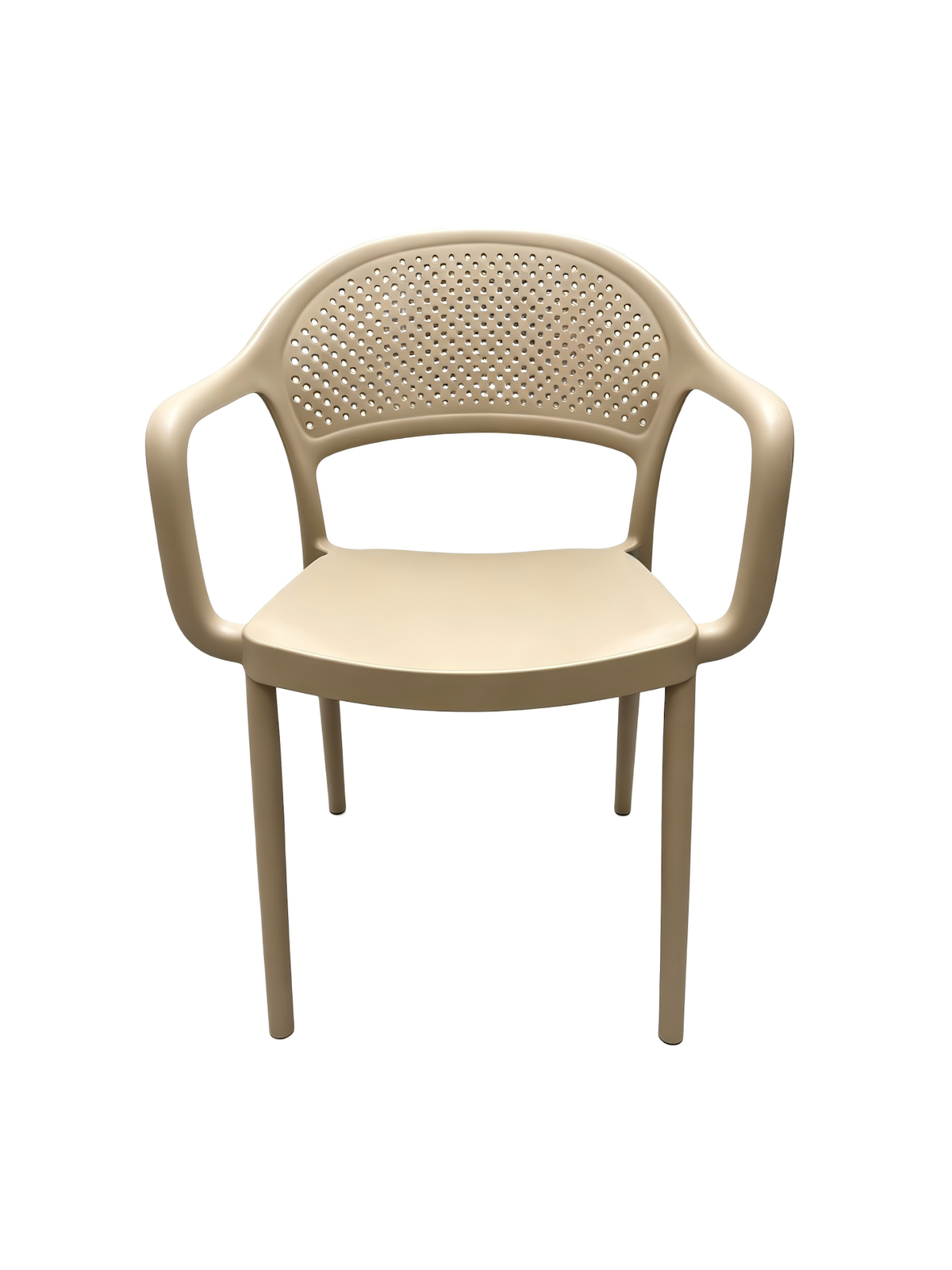 Tivoli Rattan-Style Chair with Arms – Beige, front view