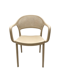 Tivoli Rattan-Style Chair with Arms – Beige, front view