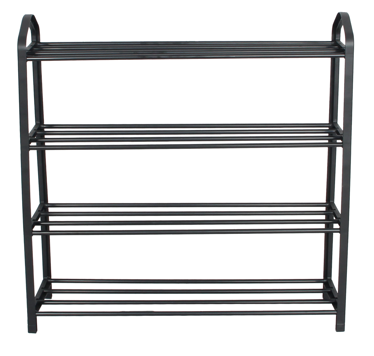 Easy Slim Metal Shoe Rack, Black – 4 Tiers, front view