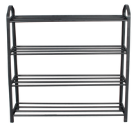 Easy Slim Metal Shoe Rack, Black – 4 Tiers, front view