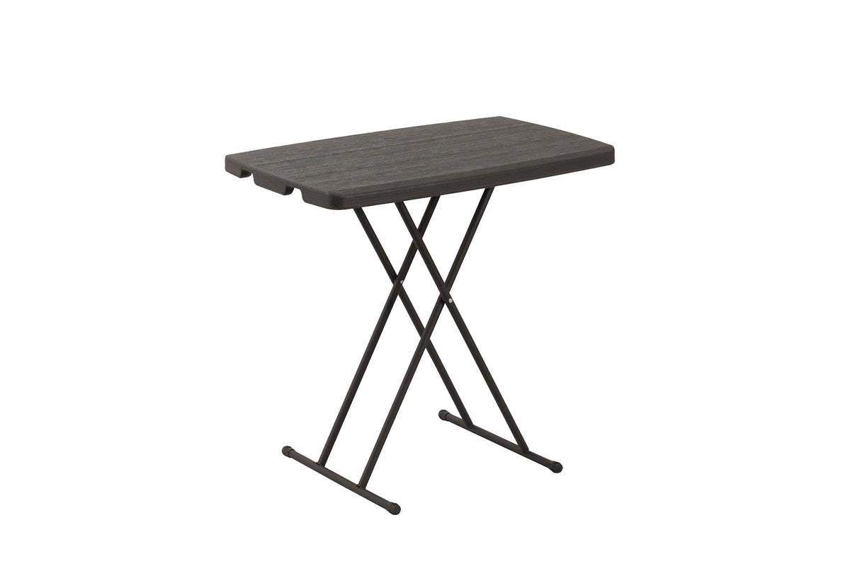 Rectangular Height-Adjustable Folding Table, 76×58 cm, Black – angled view