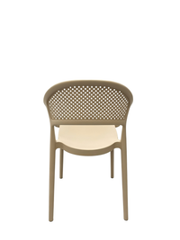Tivoli Rattan-Style Chair with Arms – Beige, back view