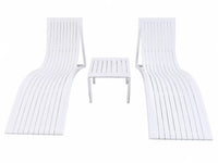 Marcolo Valencia sun lounger set, white: two loungers and a side table, front view