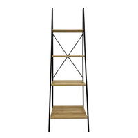 Flexi 4-Tier Ladder Shelf, Wood-Look Shelves & Black Metal Frame – front view