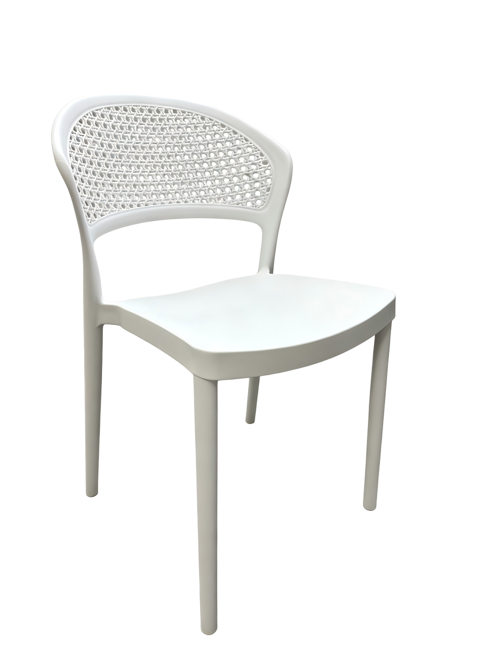 Tivoli Rattan-Style Armless Chair – White, angled view