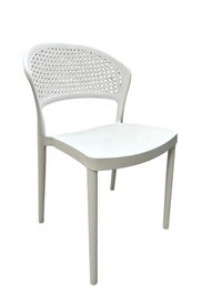 Tivoli Rattan-Style Armless Chair – White, angled view