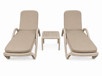 Two beige Marbella sun loungers with beige cushions