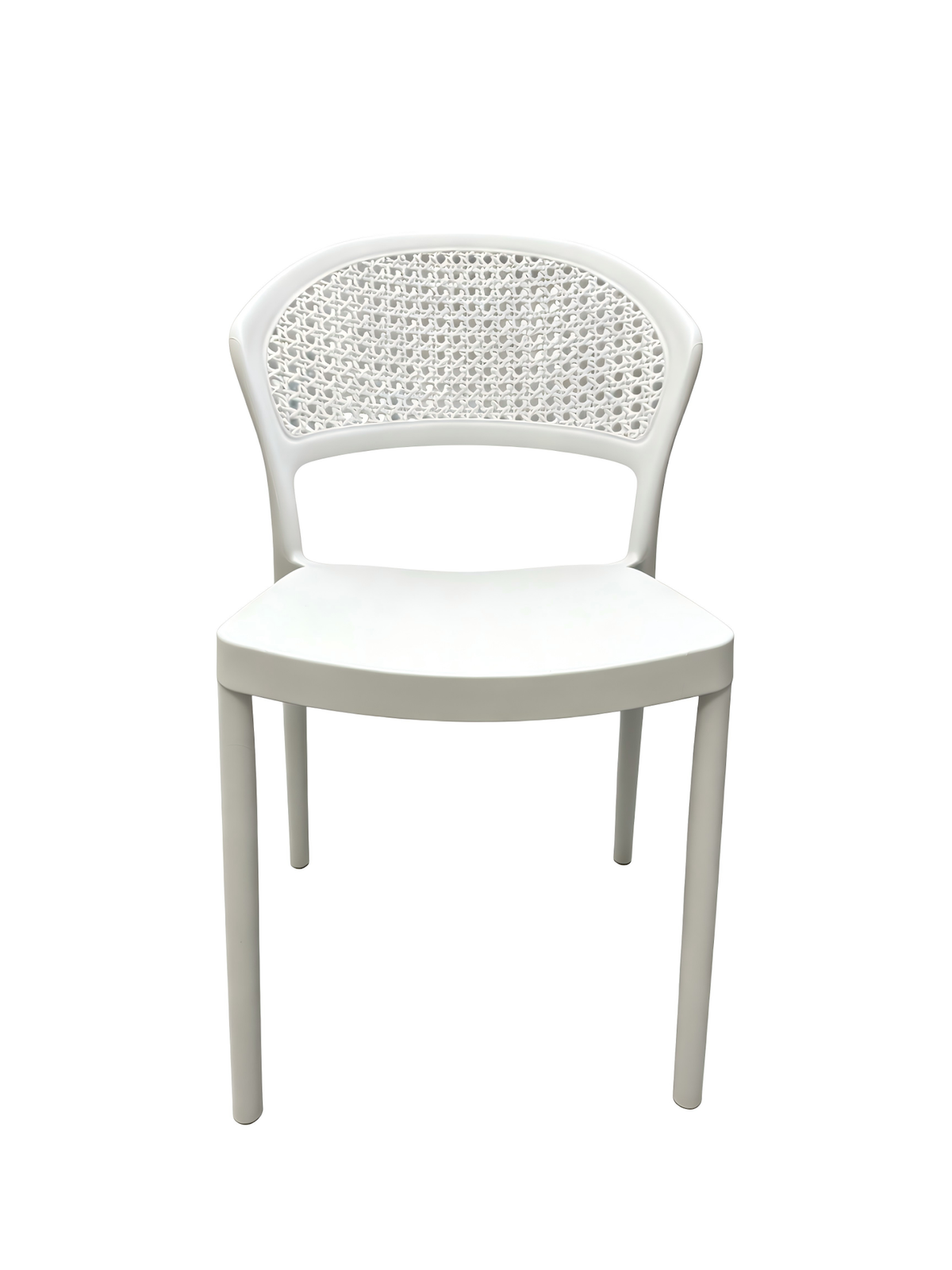 Tivoli Rattan-Style Armless Chair – White, front view