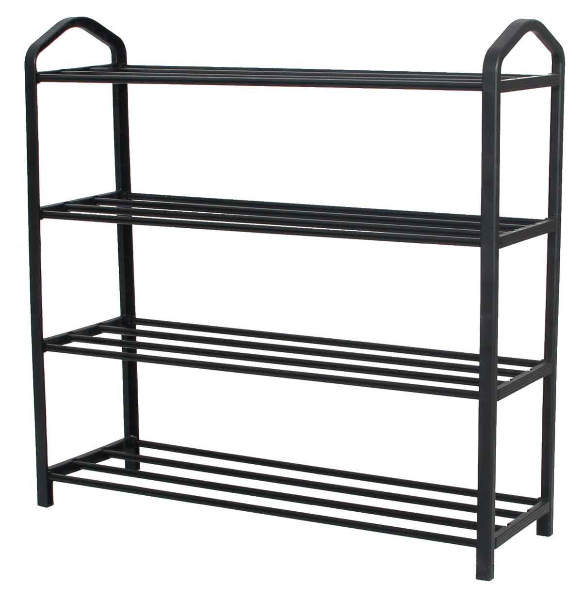 Easy Slim Metal Shoe Rack, Black – 4 Tiers, angled view