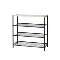 Urban Shoe Rack with Wooden Top – 4 Tiers, angled view