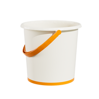 12L Plastic Bucket with Lid, White – front view with handle