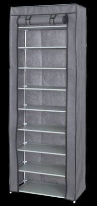 Easy 9-Tier Covered Shoe Rack, 60×30×158 cm, Grey – view 4