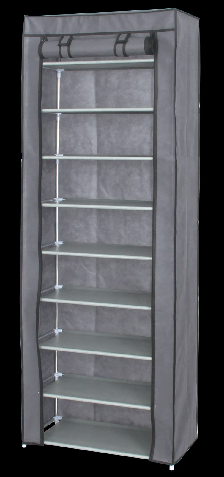 Easy 9-Tier Covered Shoe Rack, 60×30×158 cm, Grey – view 4