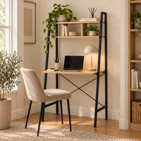 Casa Ladder Study Desk with Shelves, 84×47×141 cm, Wood Look & Black – in a home office