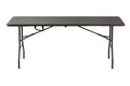 6 ft Woodgrain Rectangular Folding Table, 180×70×74 cm, Black