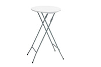 Marcolo 60 cm round folding cocktail table, white top, grey steel frame