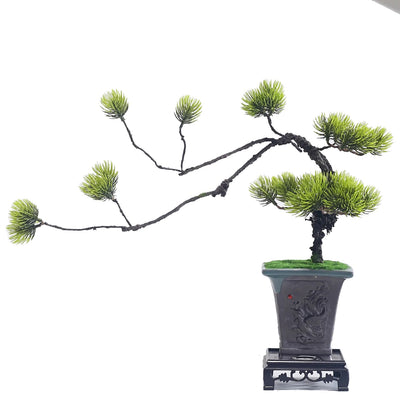 Artificial Pine Bonsai, Long Branch, Square Pot, 30 cm