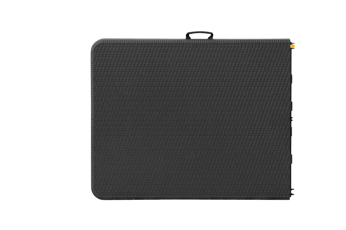6 ft Rattan-Style Rectangular Folding Table, 180×70×74 cm, Black – detail view