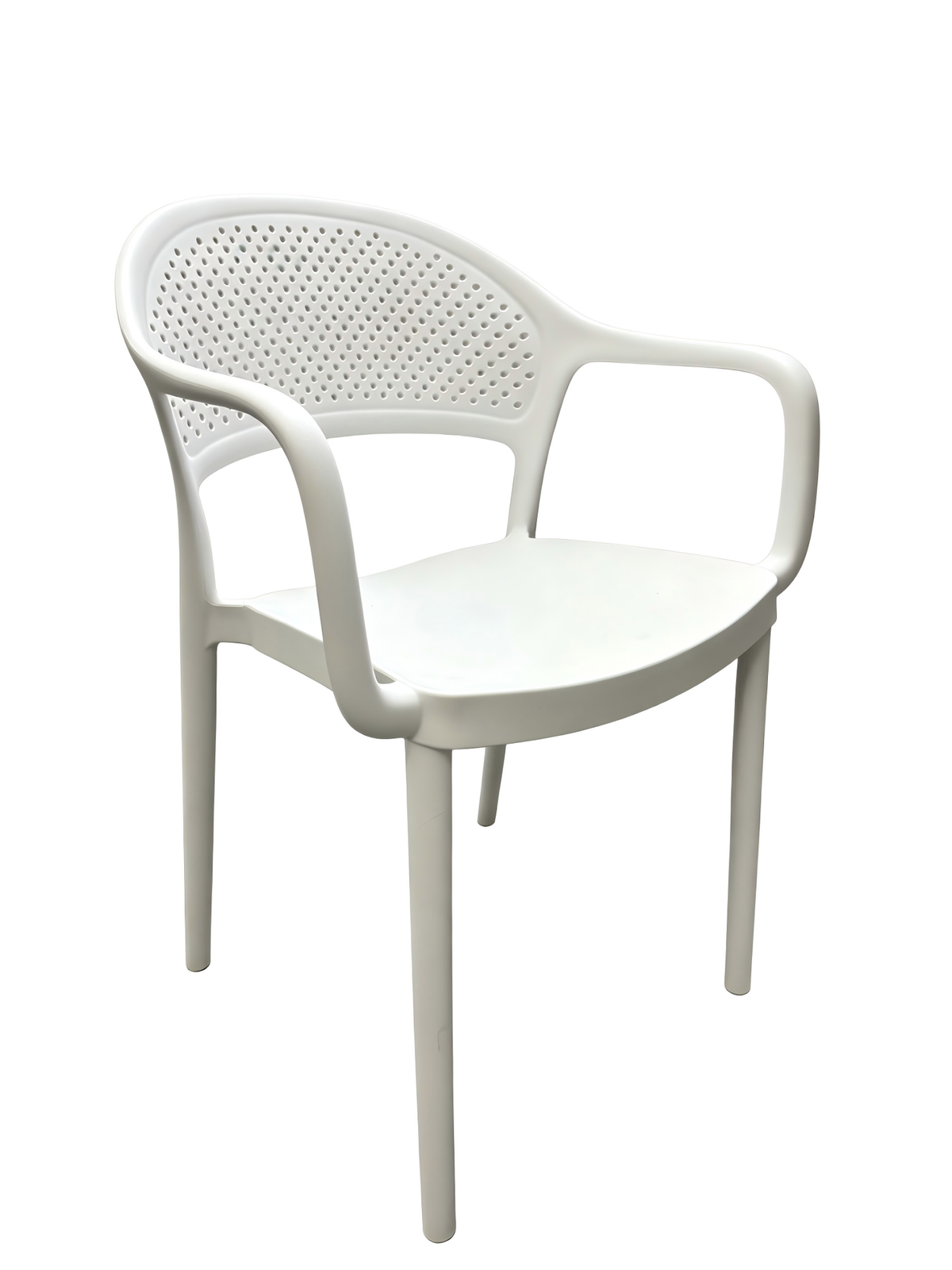Tivoli Rattan-Style Chair with Arms – White, angled view
