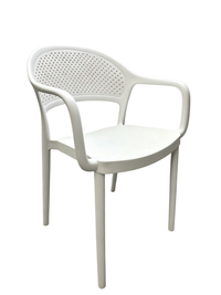 Tivoli Rattan-Style Chair with Arms – White, angled view