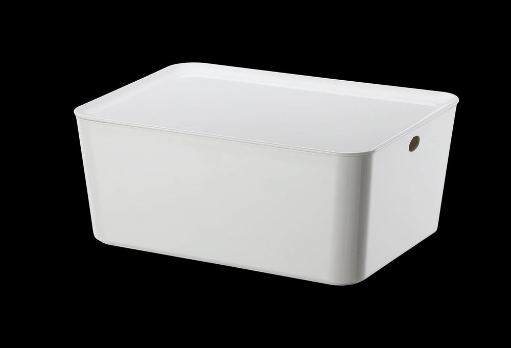 Storage Organizer with Lid, 35×26×14.5 cm, White – front view