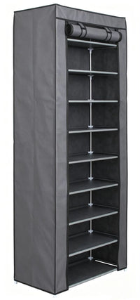 Easy 9-Tier Covered Shoe Rack, 60×30×158 cm, Grey – view 3