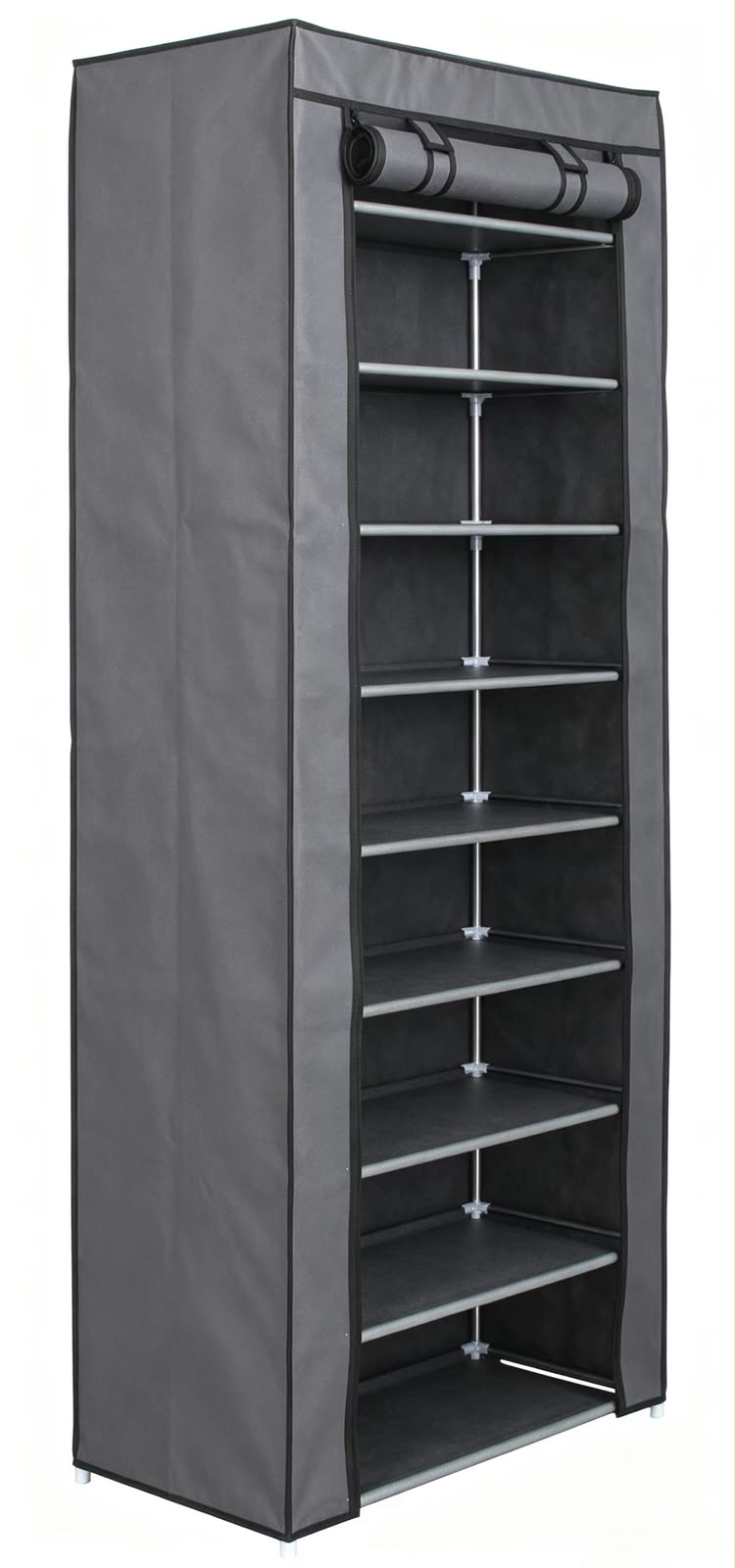 Easy 9-Tier Covered Shoe Rack, 60×30×158 cm, Grey – view 3