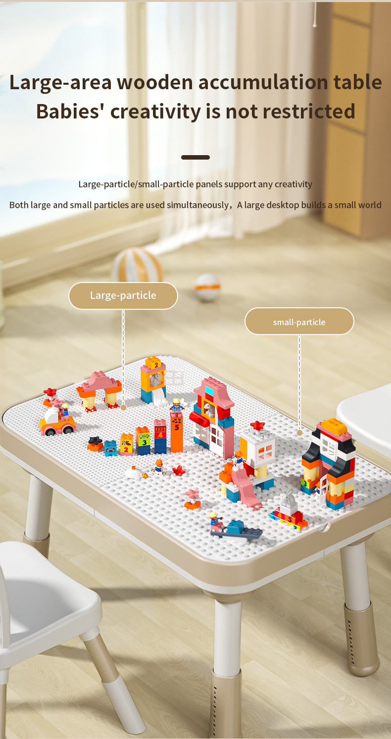 Kids Height-Adjustable Table & Chair Set – building-block board