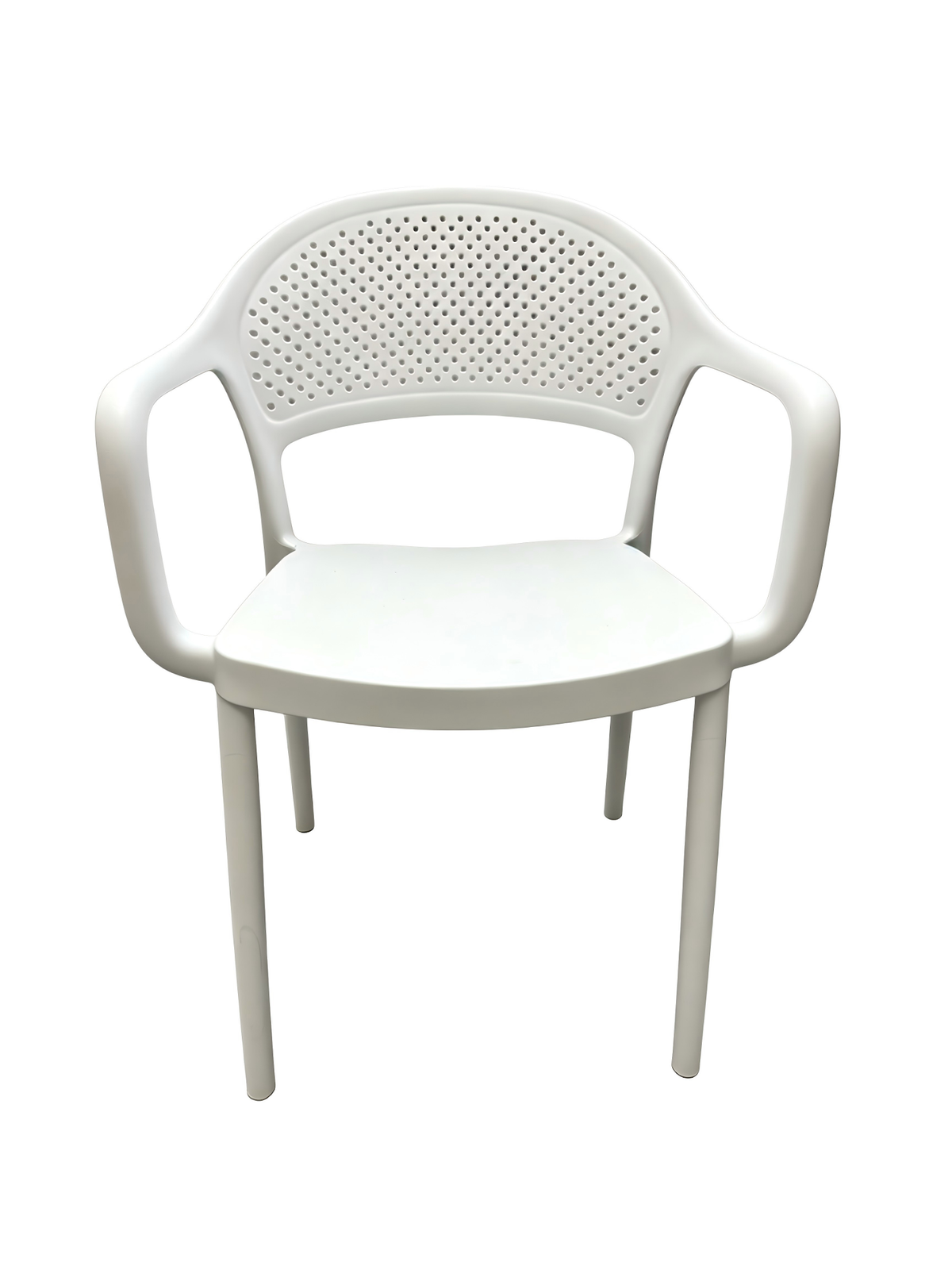 Tivoli Rattan-Style Chair with Arms – White, front view