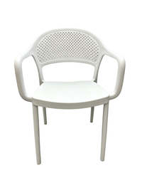 Tivoli Rattan-Style Chair with Arms – White, front view