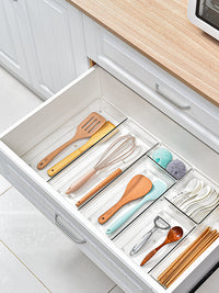 Square Clear Acrylic Drawer Organizer, 15×15×5.5 cm – kitchen drawer in use