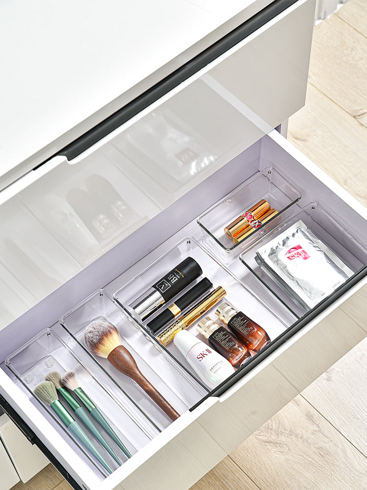 Large Clear Acrylic Drawer Organizer, 30.3×15.5×5.2 cm – vanity drawer in use