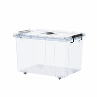 48L Clear Storage Box with Locking Lid & Side Handles – angled view