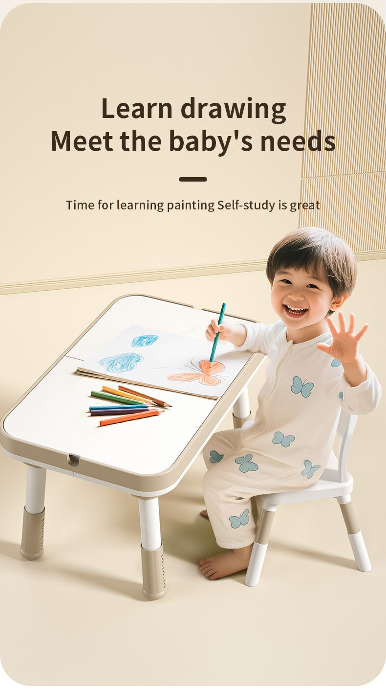 Kids Height-Adjustable Table & Chair Set – drawing desk in use
