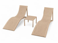 Marcolo Valencia sun lounger set, beige: two loungers and a side table, angled view