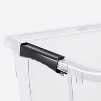 55L Clear Storage Box with Wheels & Locking Lid – locking handle close-up