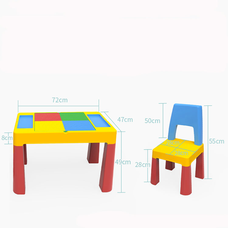 Kids activity table 72 × 47 × 49 cm and chair 28 × 28 × 55 cm, yellow and brown
