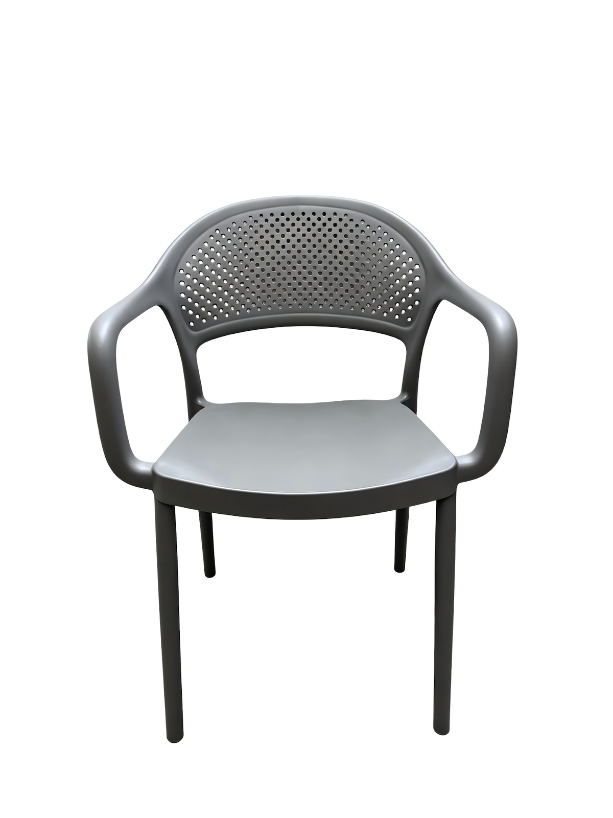 Tivoli Rattan-Style Chair with Arms – Grey, front view