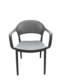 Tivoli Rattan-Style Chair with Arms – Grey, front view
