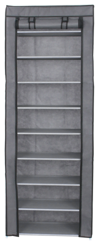 Easy 9-Tier Covered Shoe Rack, 60×30×158 cm, Grey – cover closed
