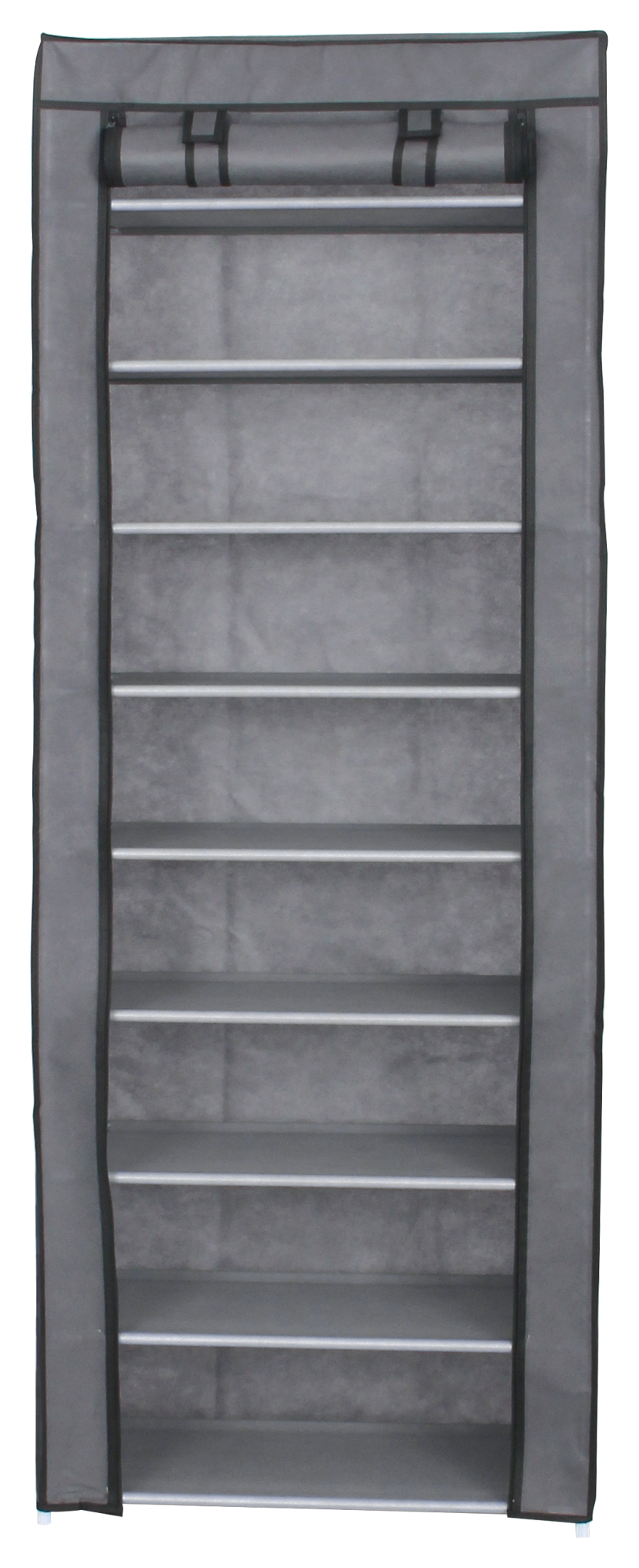 Easy 9-Tier Covered Shoe Rack, 60×30×158 cm, Grey – cover closed