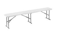 6 ft Rectangular Folding Bench, White – angled view