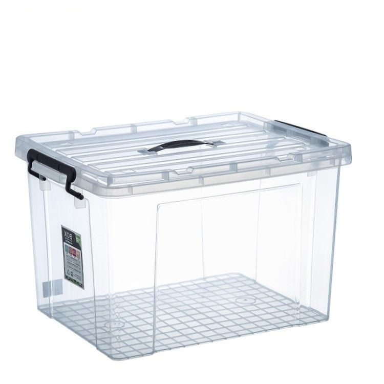 48L Clear Storage Box with Locking Lid & Side Handles – product view