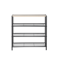 Urban Shoe Rack with Wooden Top – 4 Tiers, front view