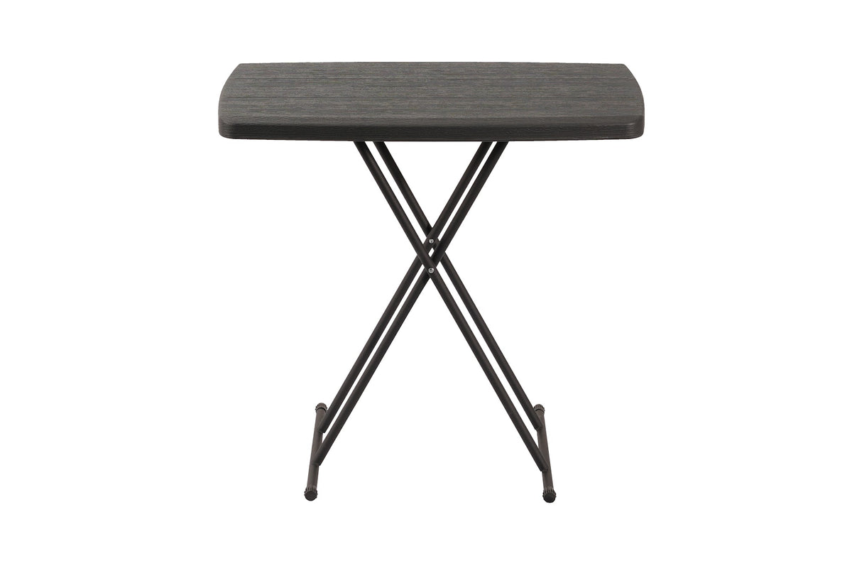 Rectangular Height-Adjustable Folding Table, 76×58 cm, Black – front view
