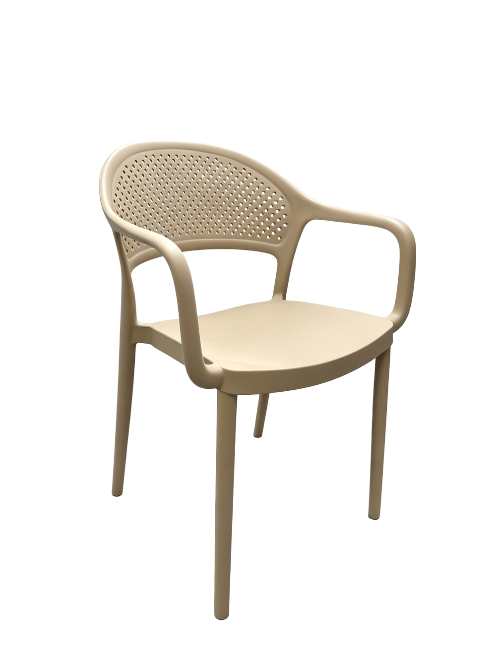 Tivoli Rattan-Style Chair with Arms – Beige, angled view