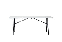 180×70 cm centerfold folding table with steel legs – front view