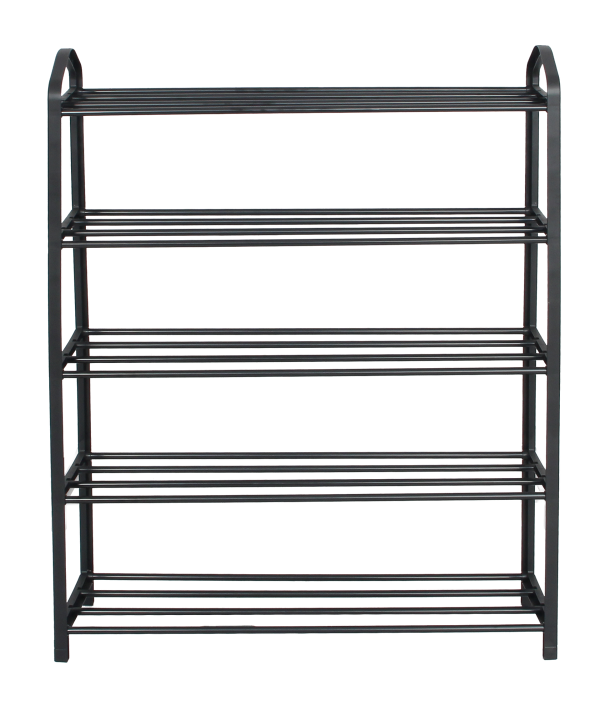 Easy Slim Metal Shoe Rack, Black – 5 Tiers, front view