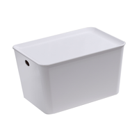 Storage Organizer with Lid, 26×17.5×14.5 cm, White – angled view