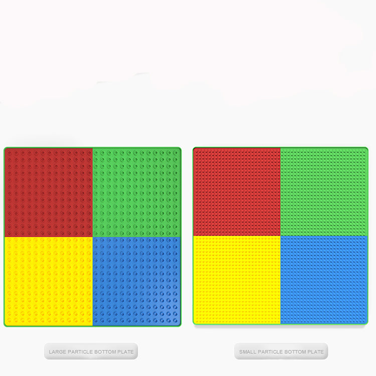 Large and small building-block base plates for the kids activity table